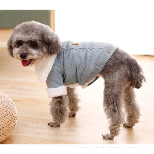 Jean à col en laine Dog Coat veste en jean pour animaux de compagnie